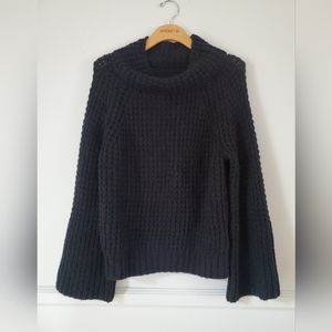 Anthropologie Mauve Flare sleeve cowl neck sweater